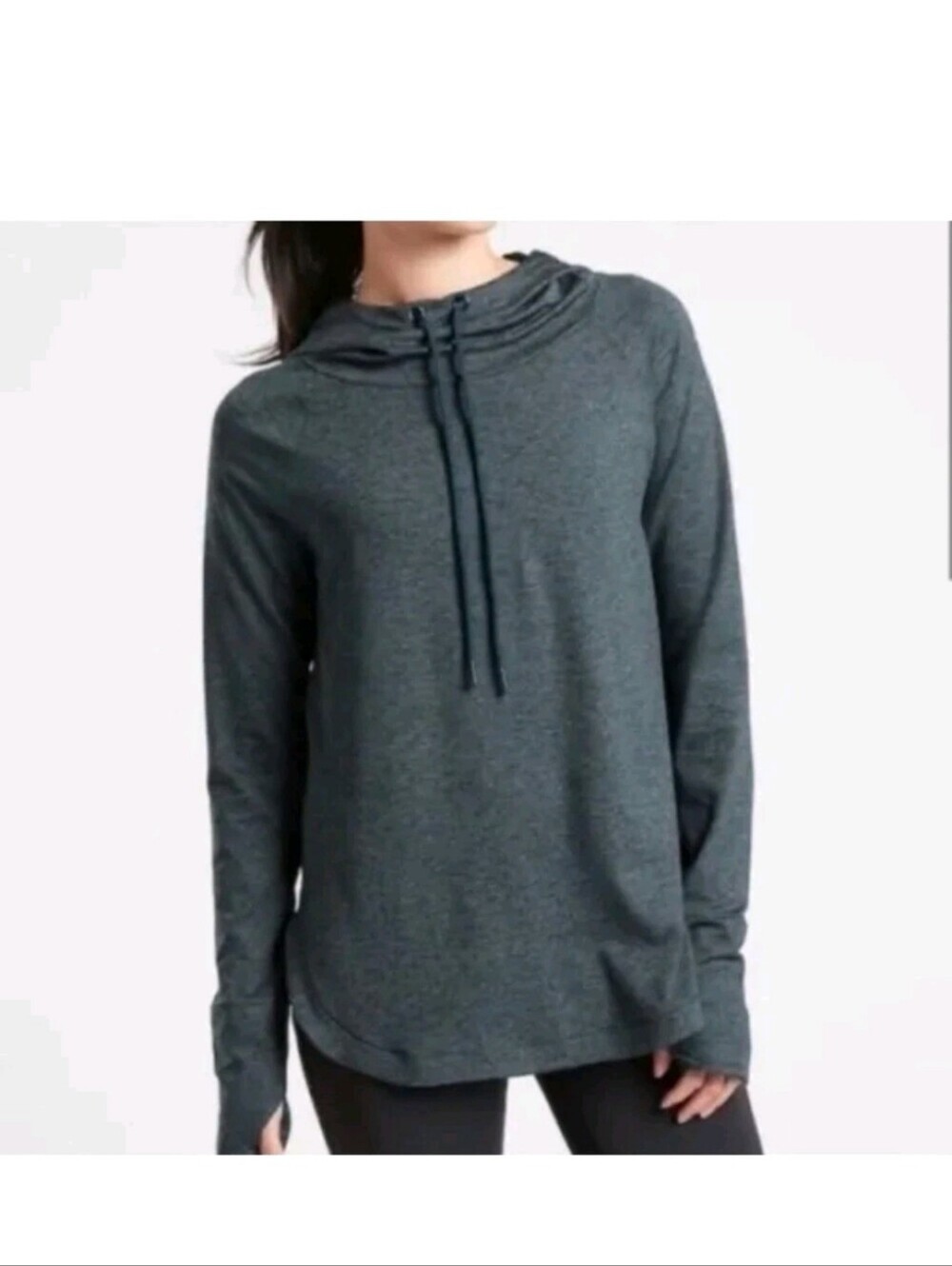 Athleta Uptempo Elevate Hoodie Sweatshirt Bali Green Oceanic Teal Sz MT 382882